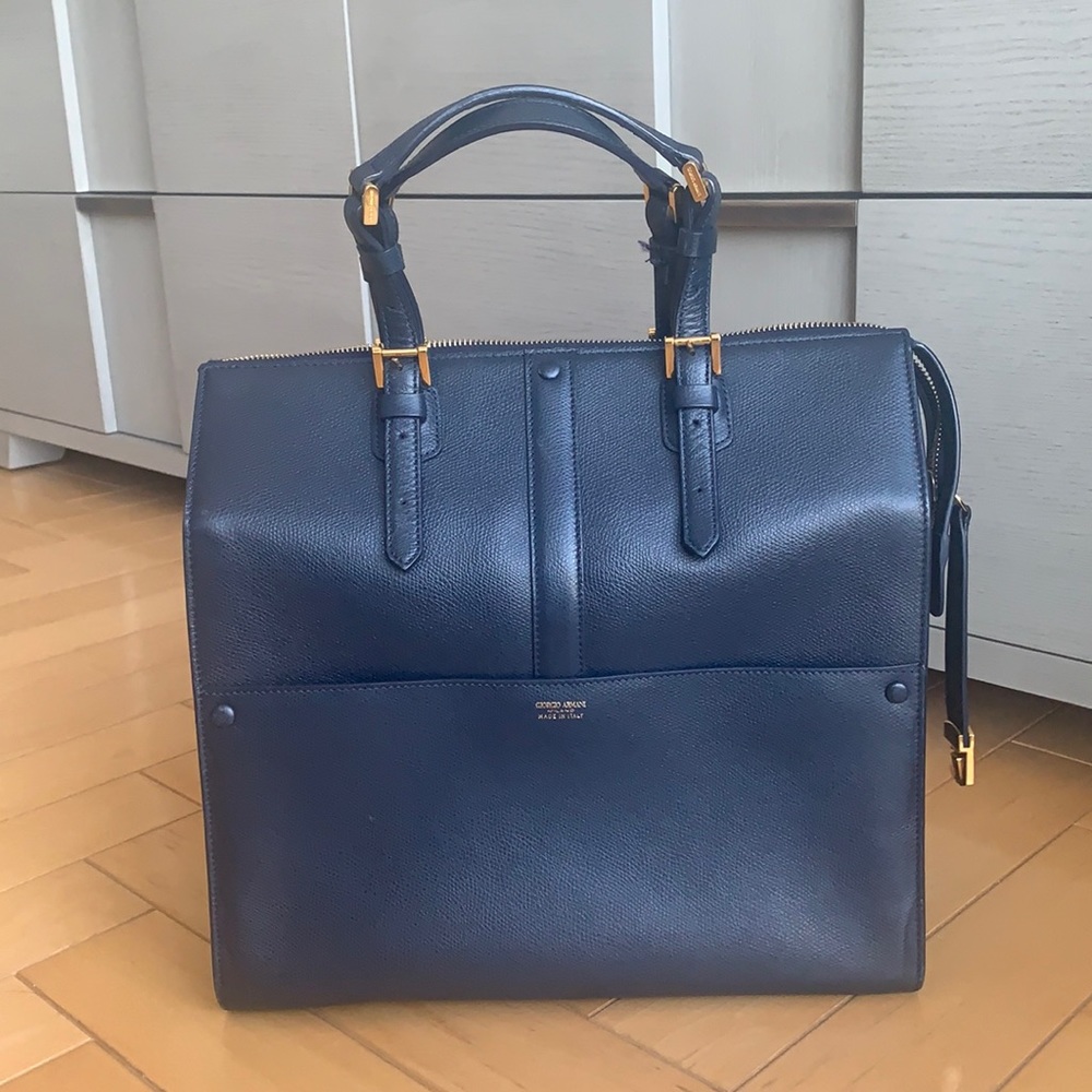 Giorgio Armani - leather bag - cobalt blue